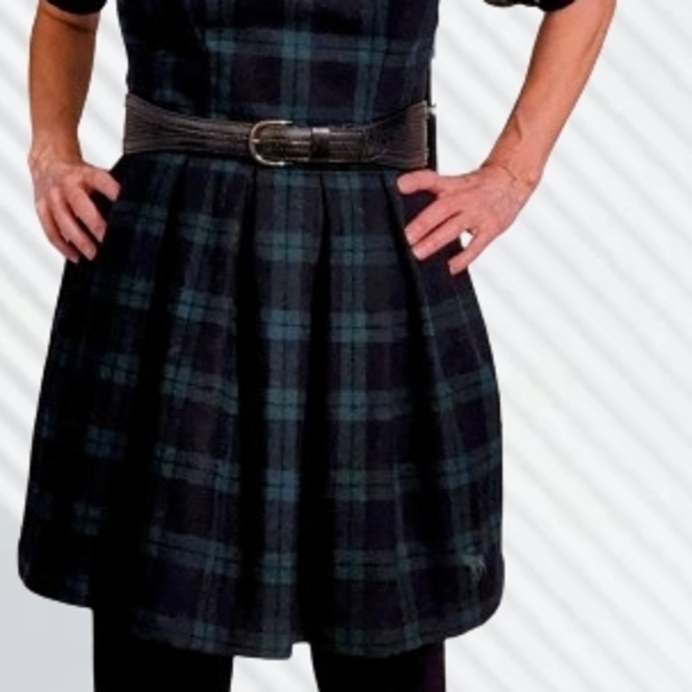 Abercrombie And Fitch,Green Plaid Wool Blend Strapless Mini Dress, Lined, Sz8.
